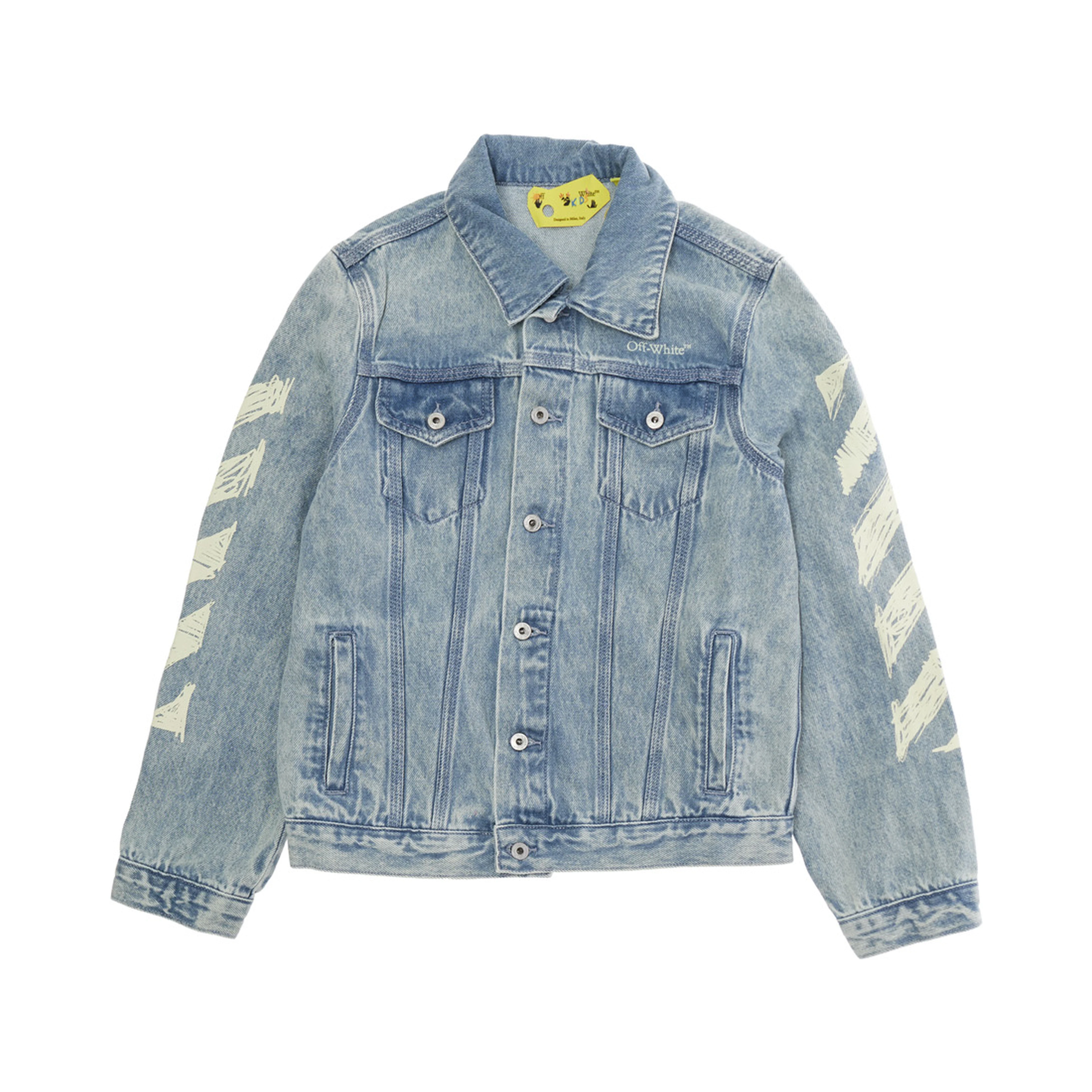 Blue Jacket with Diagonal Details on Sleeves and Back for Girls