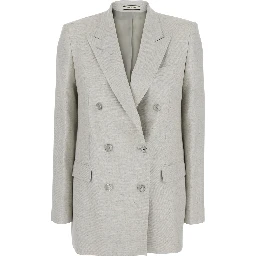 JASMINE SILK WOOL Jacket with Collar and Front Closure in White Women
