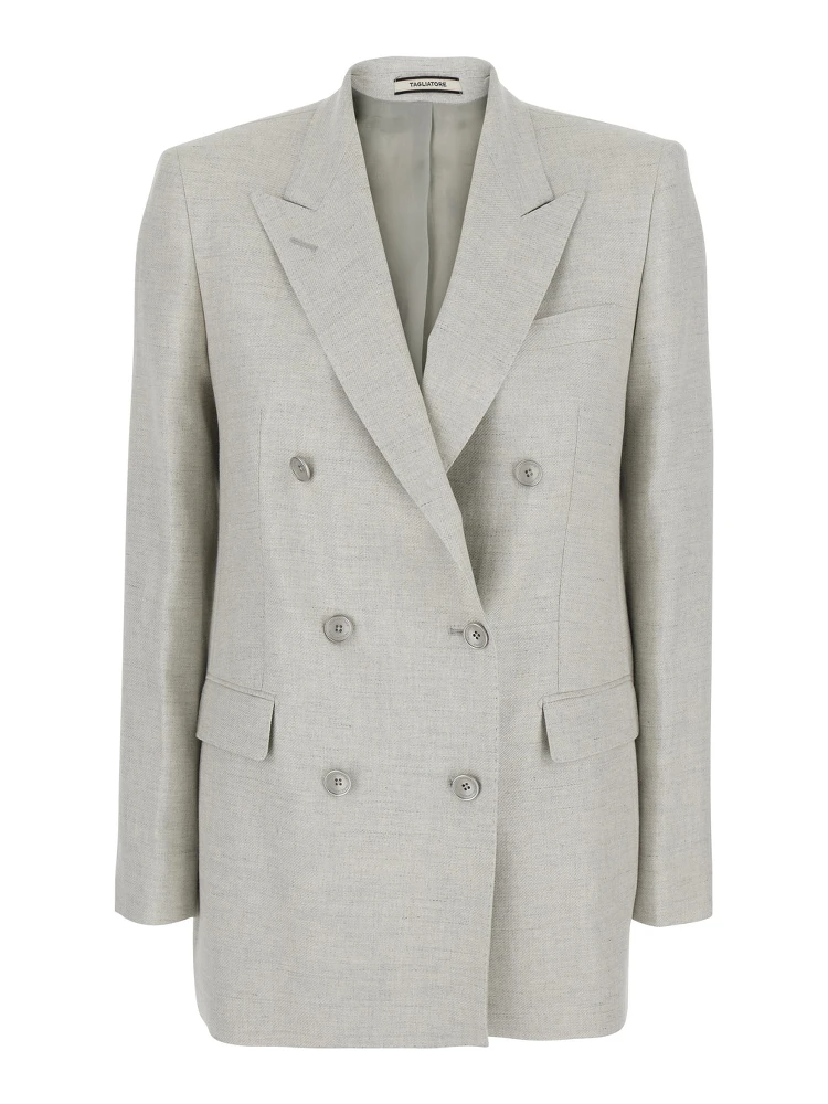 JASMINE SILK WOOL Jacket with Collar and Front Closure in White Women