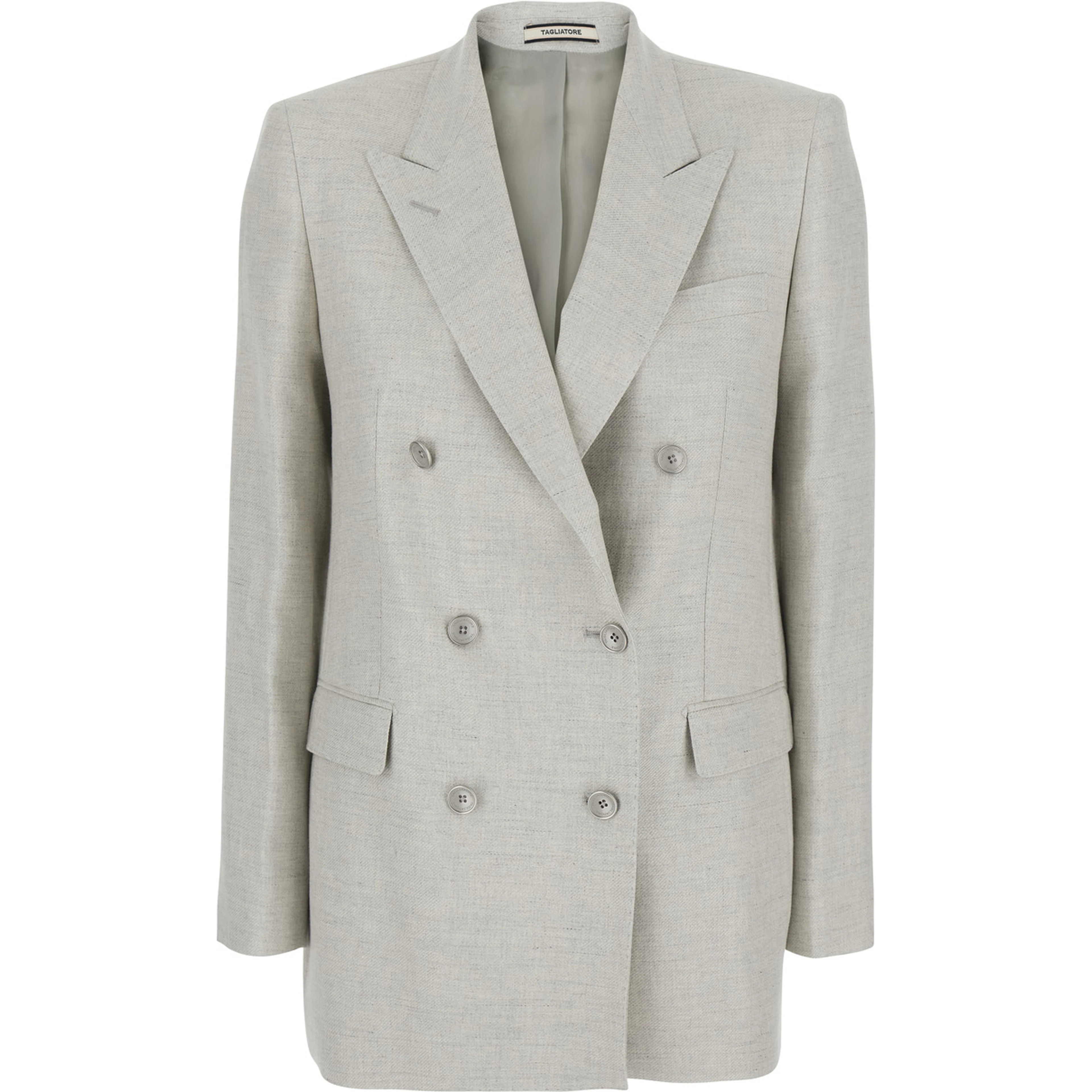 JASMINE SILK WOOL Jacket with Collar and Front Closure in White Women