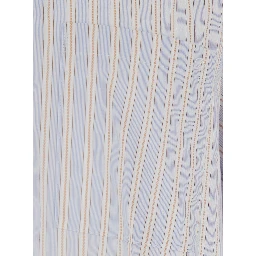 Beige Shirt with Open Collar and All-Over Striped Motif in Cotton for Men