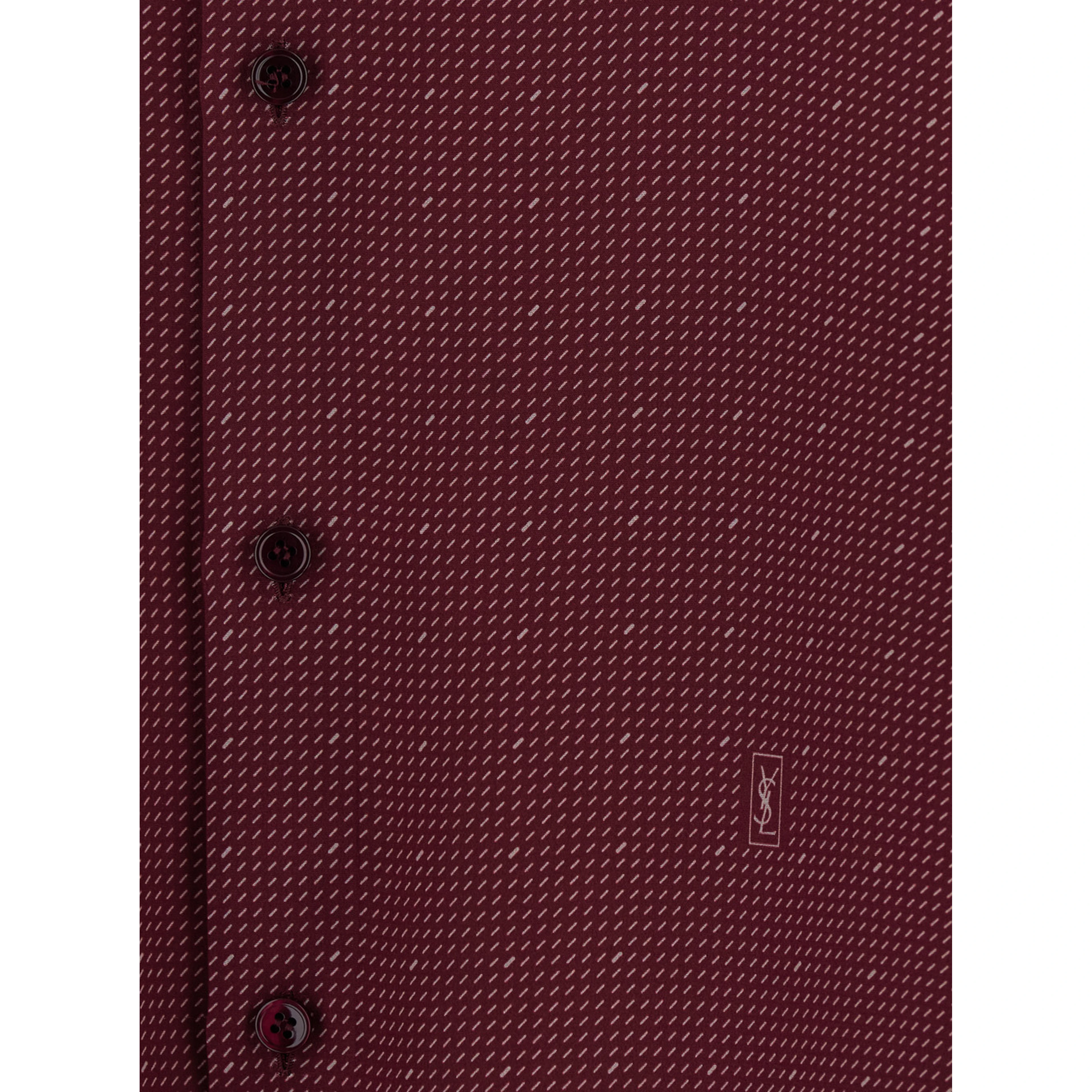 bordeaux long-sleeved Shirt with classic collar and micro polka dot pattern in silk for men