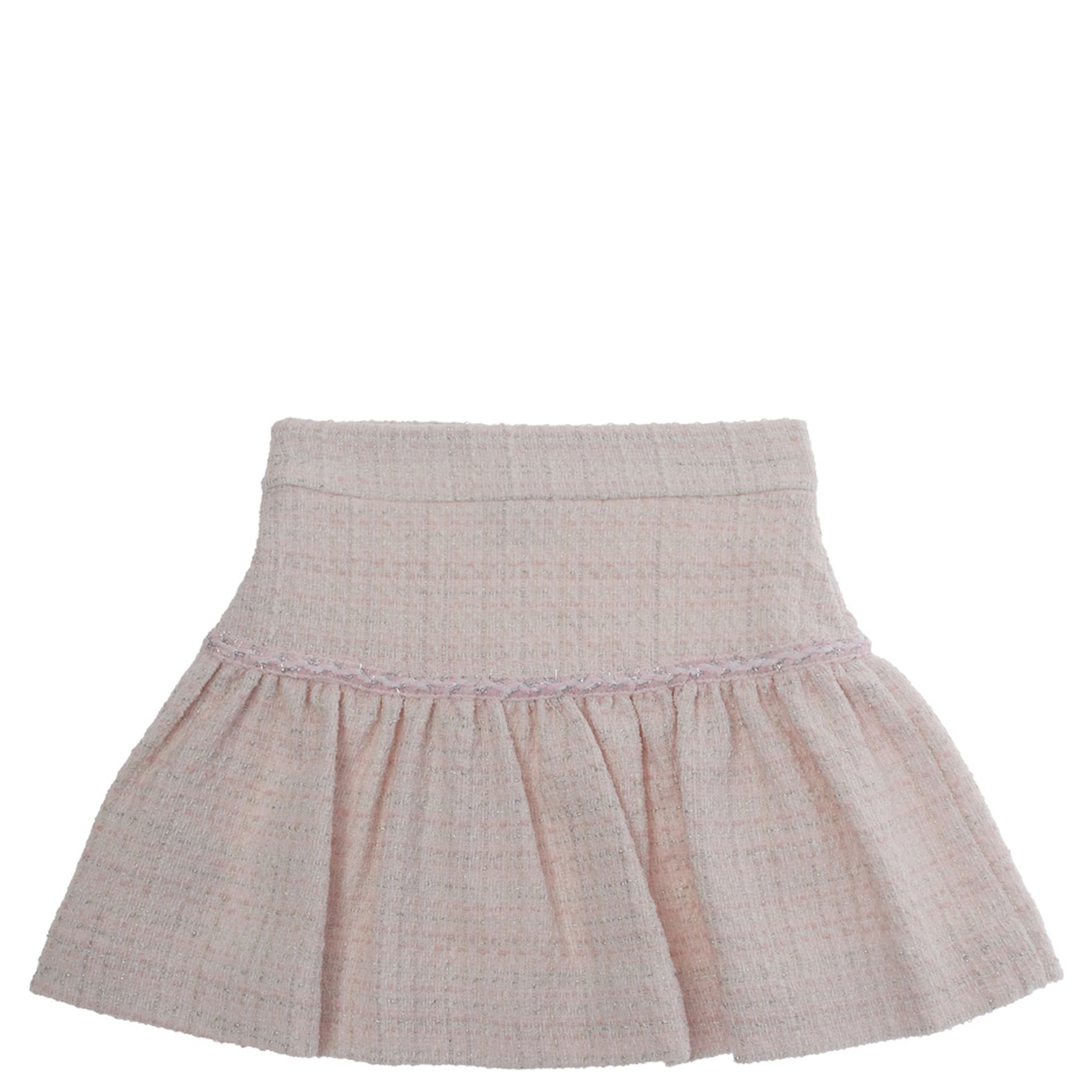 Flared Skirt and Tweed Effect Design in Cotton Blend for Girls