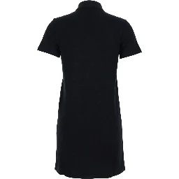 Black Cotton Embroidered Pique Polo Dress