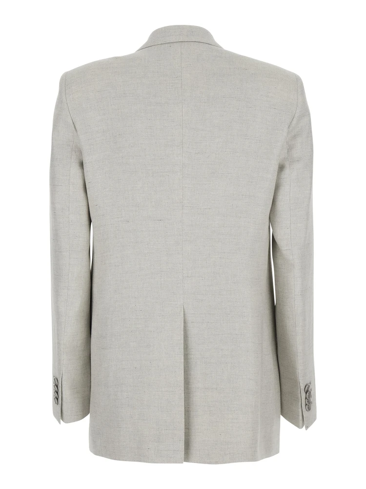 JASMINE SILK WOOL Jacket with Collar and Front Closure in White Women alternative