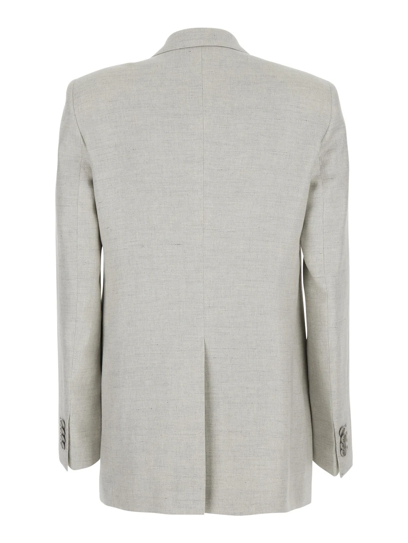 JASMINE SILK WOOL Jacket with Collar and Front Closure in White Women