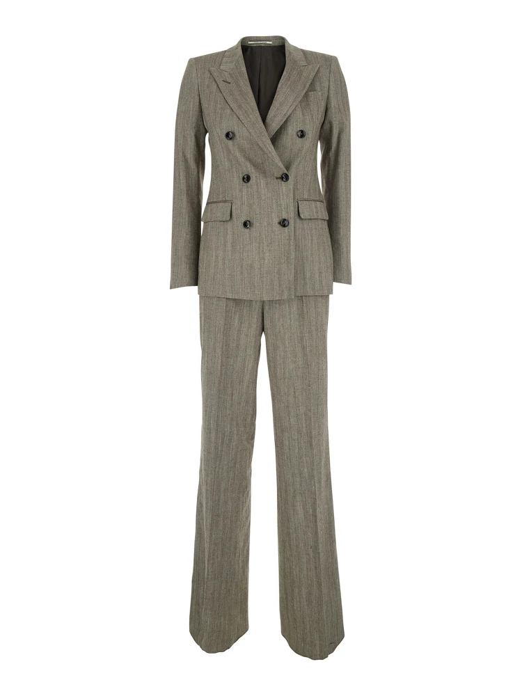 grey suit Double-breasted in linen blend for women