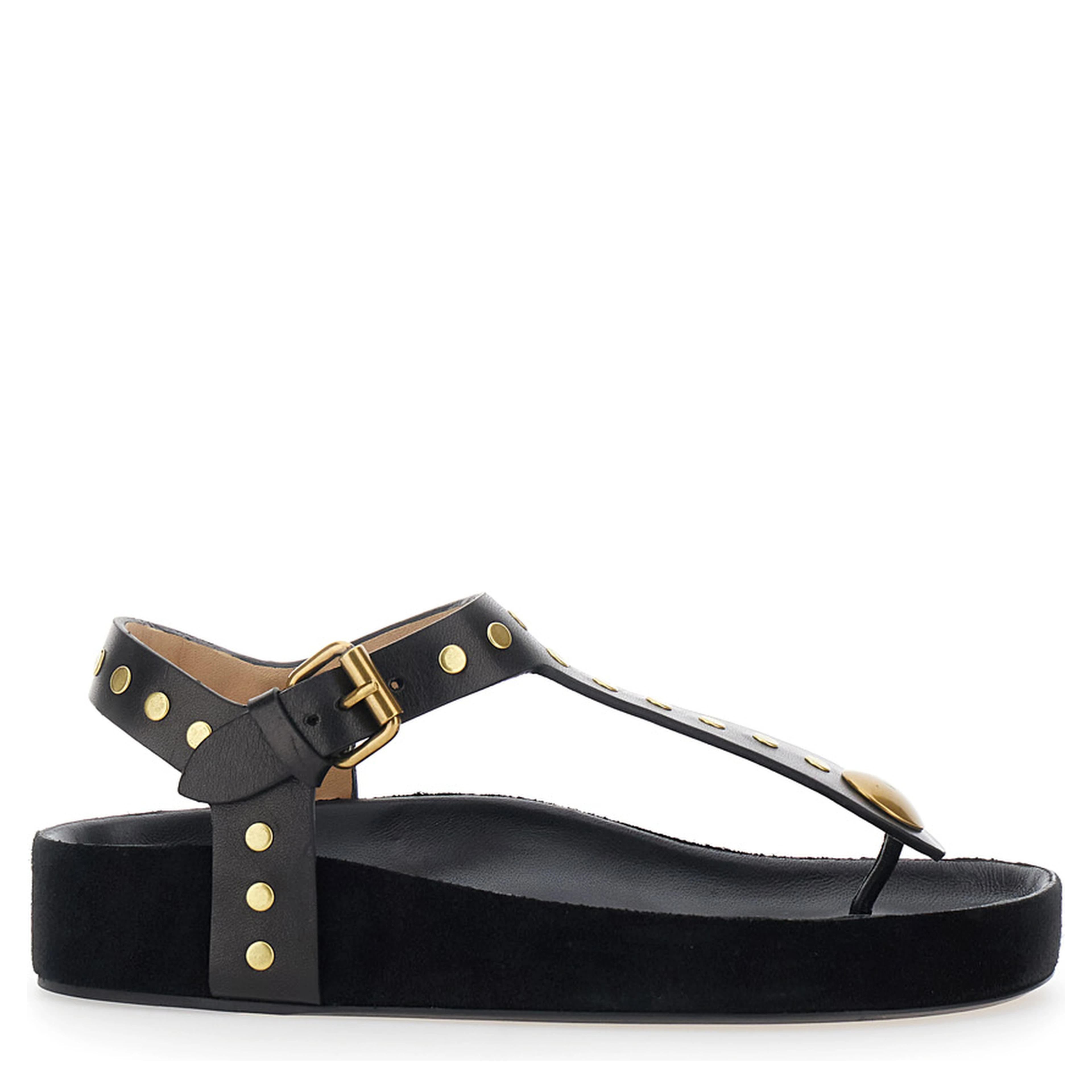 Enore Black Sandals with Stud Details in Leather Woman