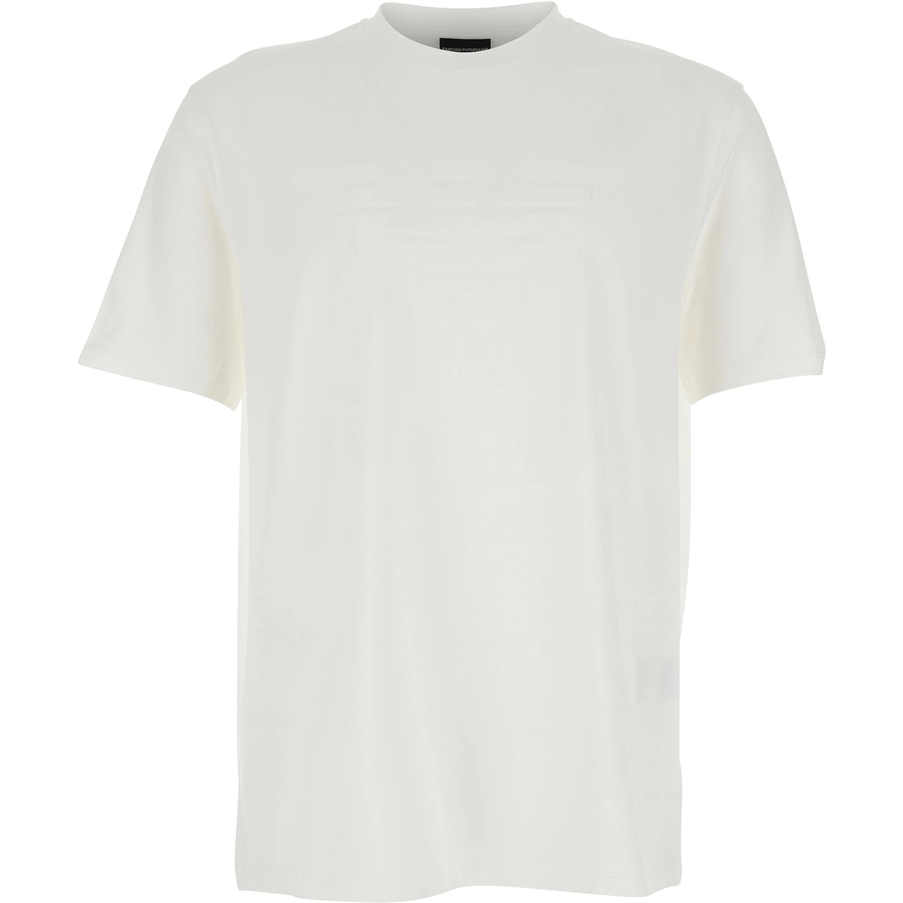 Crew Neck T-Shirt Emporio Armani with Logo Embroidery on the Front in White Cotton for Men