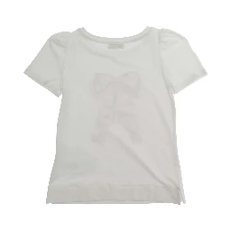 White Stretch Cotton Crew Neck T-Shirt with Rhinestone Decoration for Girls
