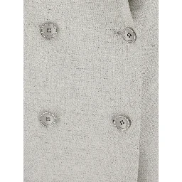 JASMINE SILK WOOL Jacket with Collar and Front Closure in White Women