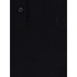 Black Cotton Embroidered Pique Polo Dress