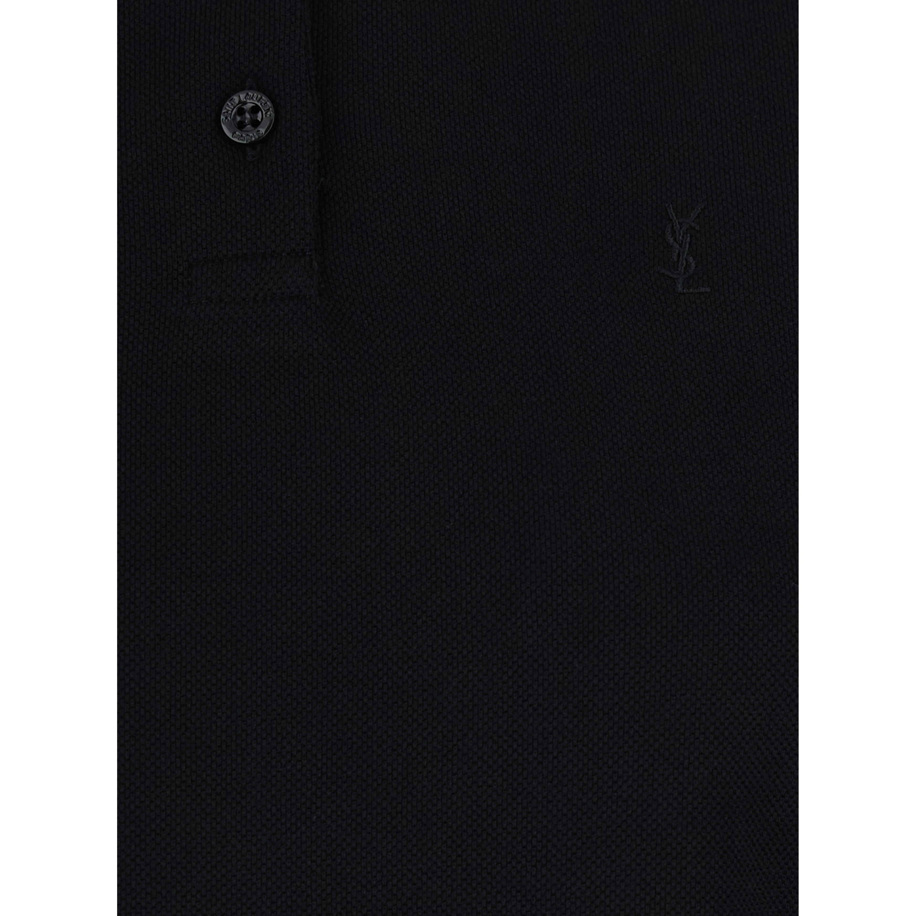 Black Cotton Embroidered Pique Polo Dress