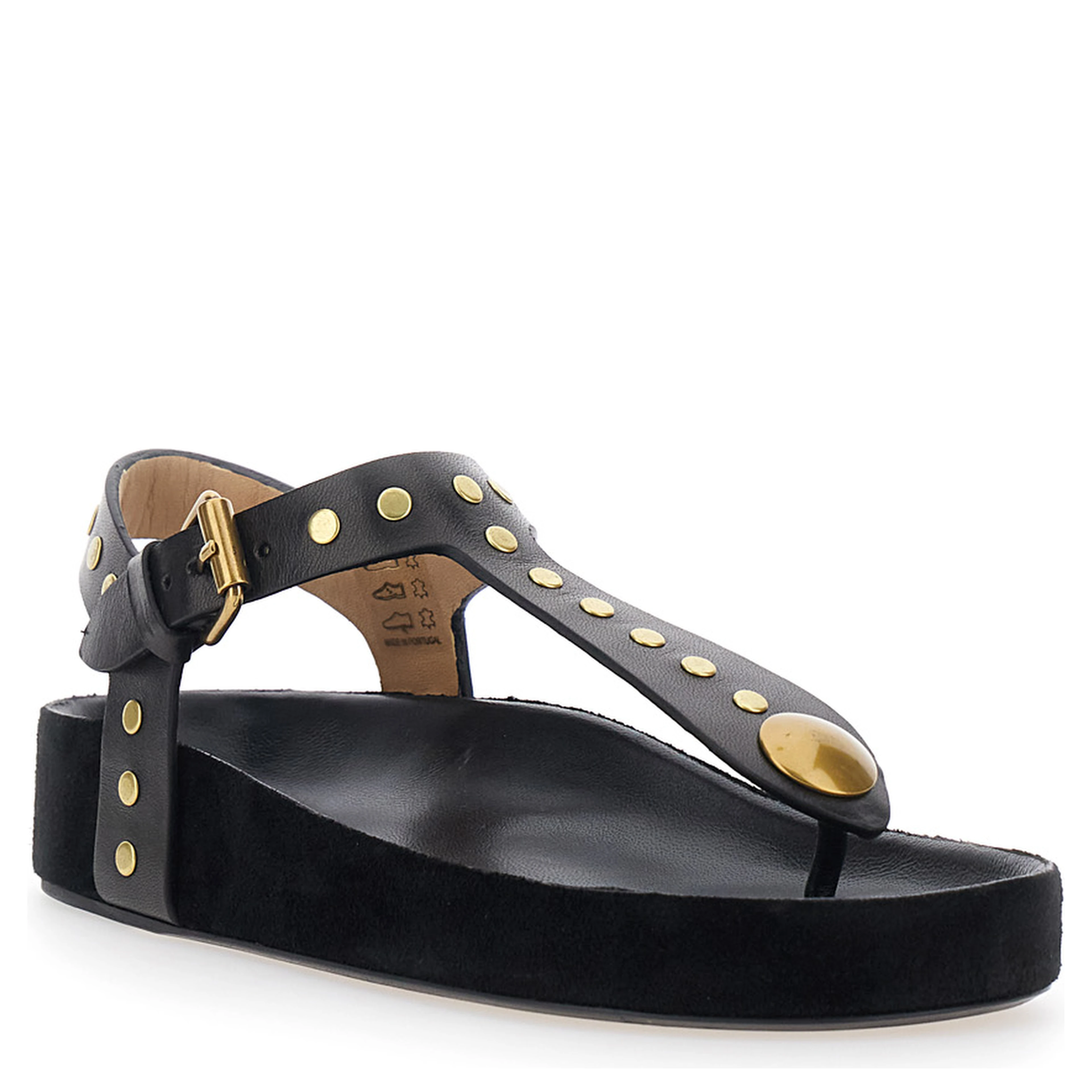 Enore Black Sandals with Stud Details in Leather Woman