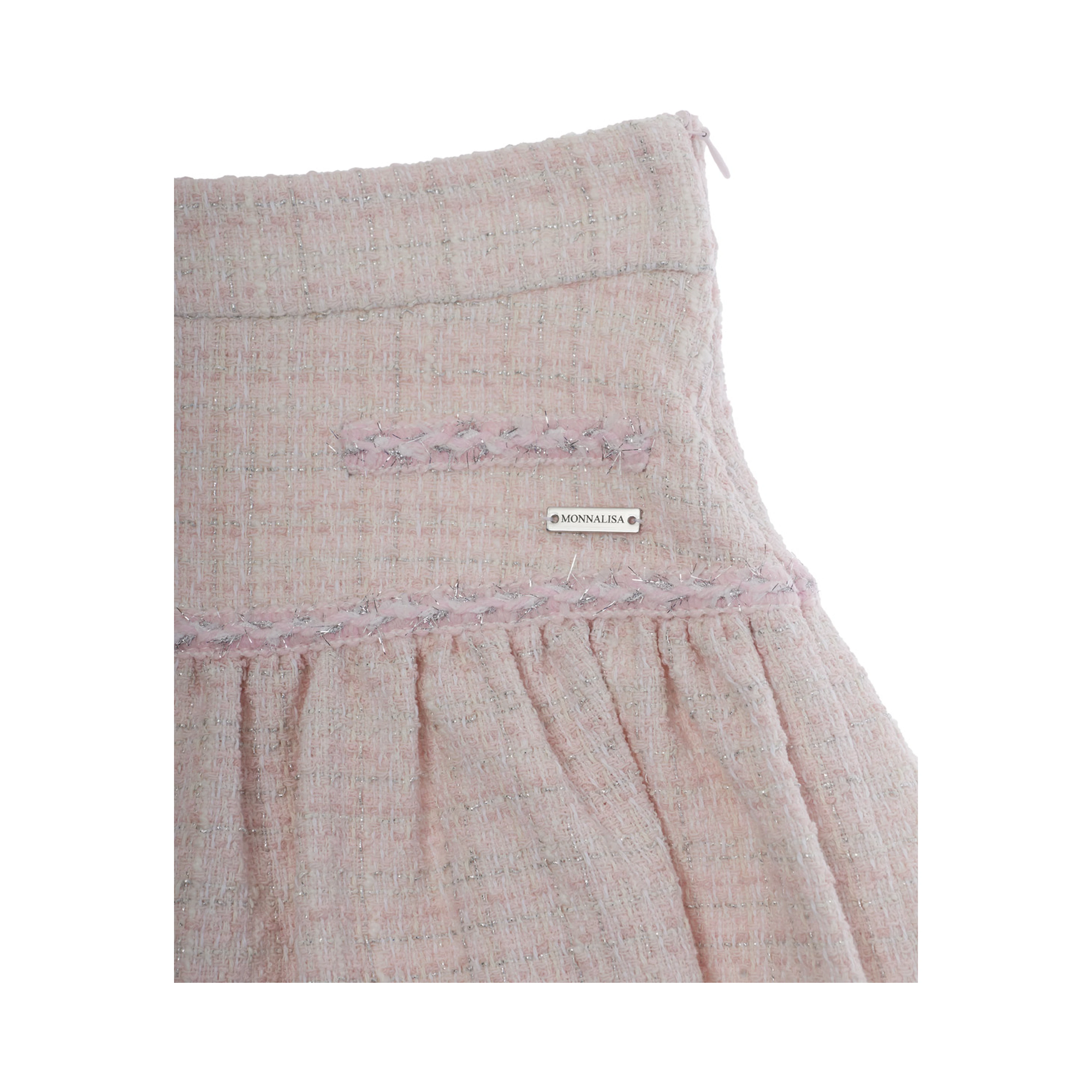 Flared Skirt and Tweed Effect Design in Cotton Blend for Girls