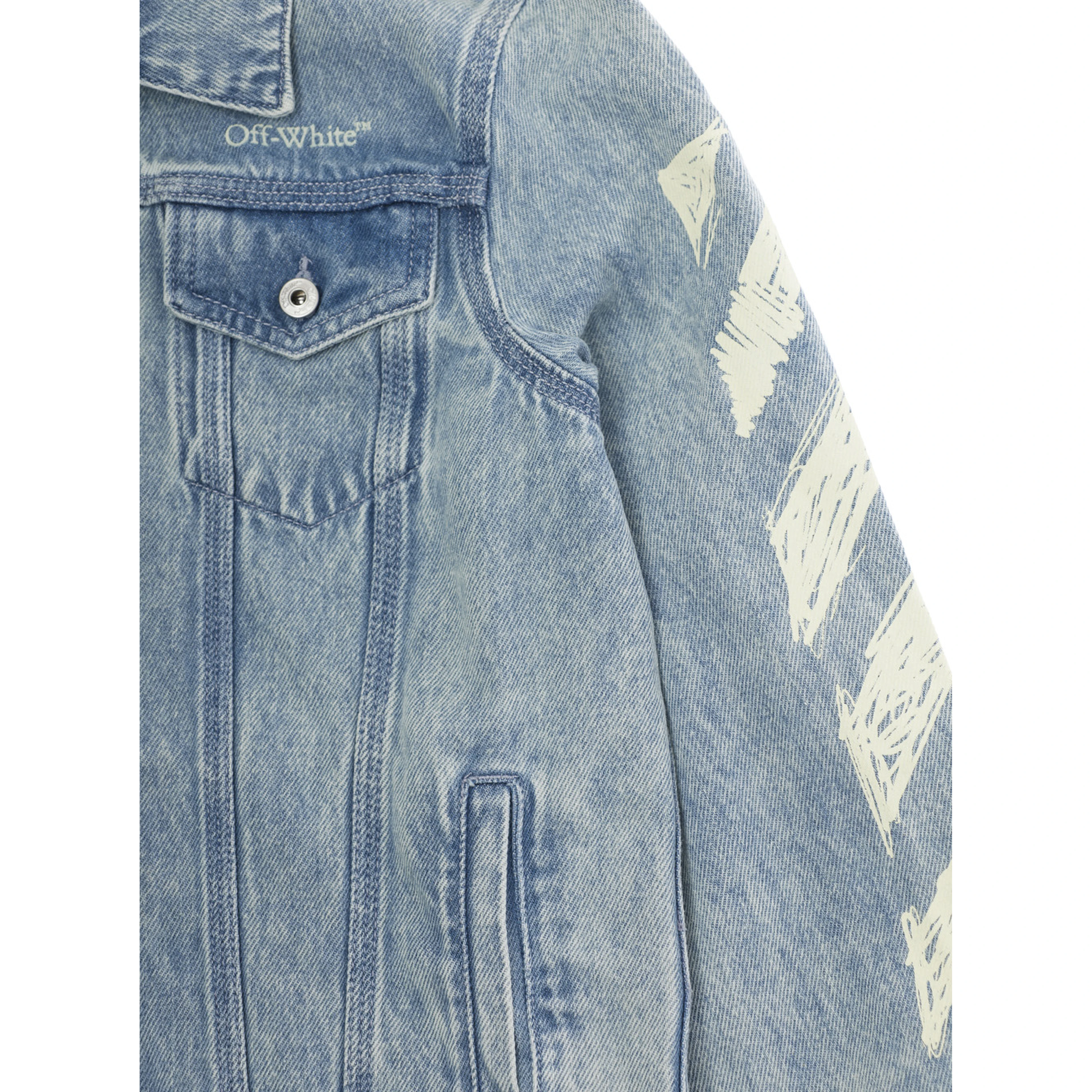 Blue Jacket with Diagonal Details on Sleeves and Back for Girls