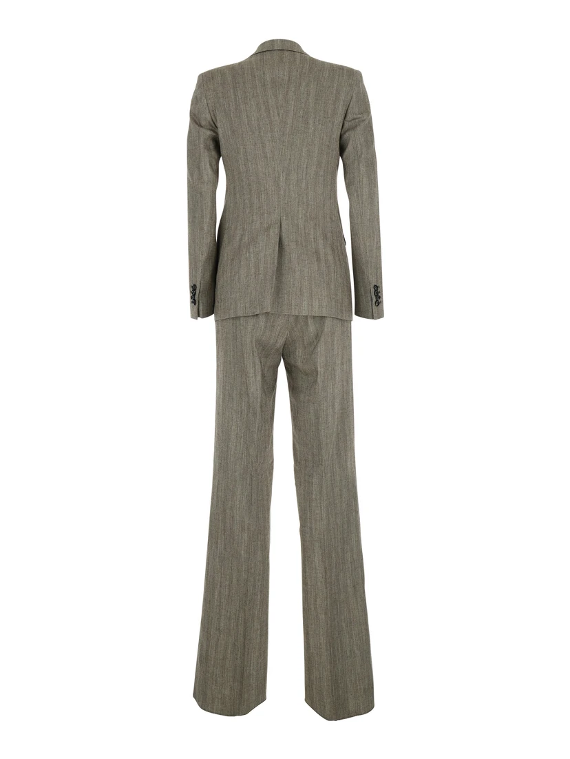 grey suit  Double-breasted in linen blend for women