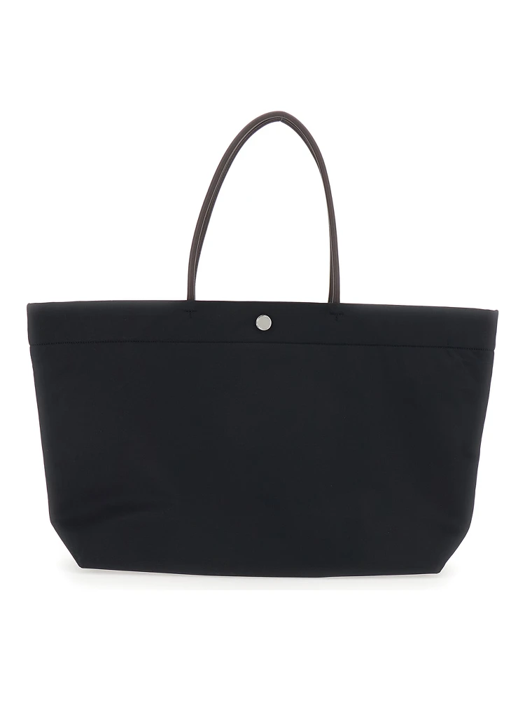Ella Twist Tote Bag with Two Top Handles and Logo on Front in Black Ecoleather for Women alternative