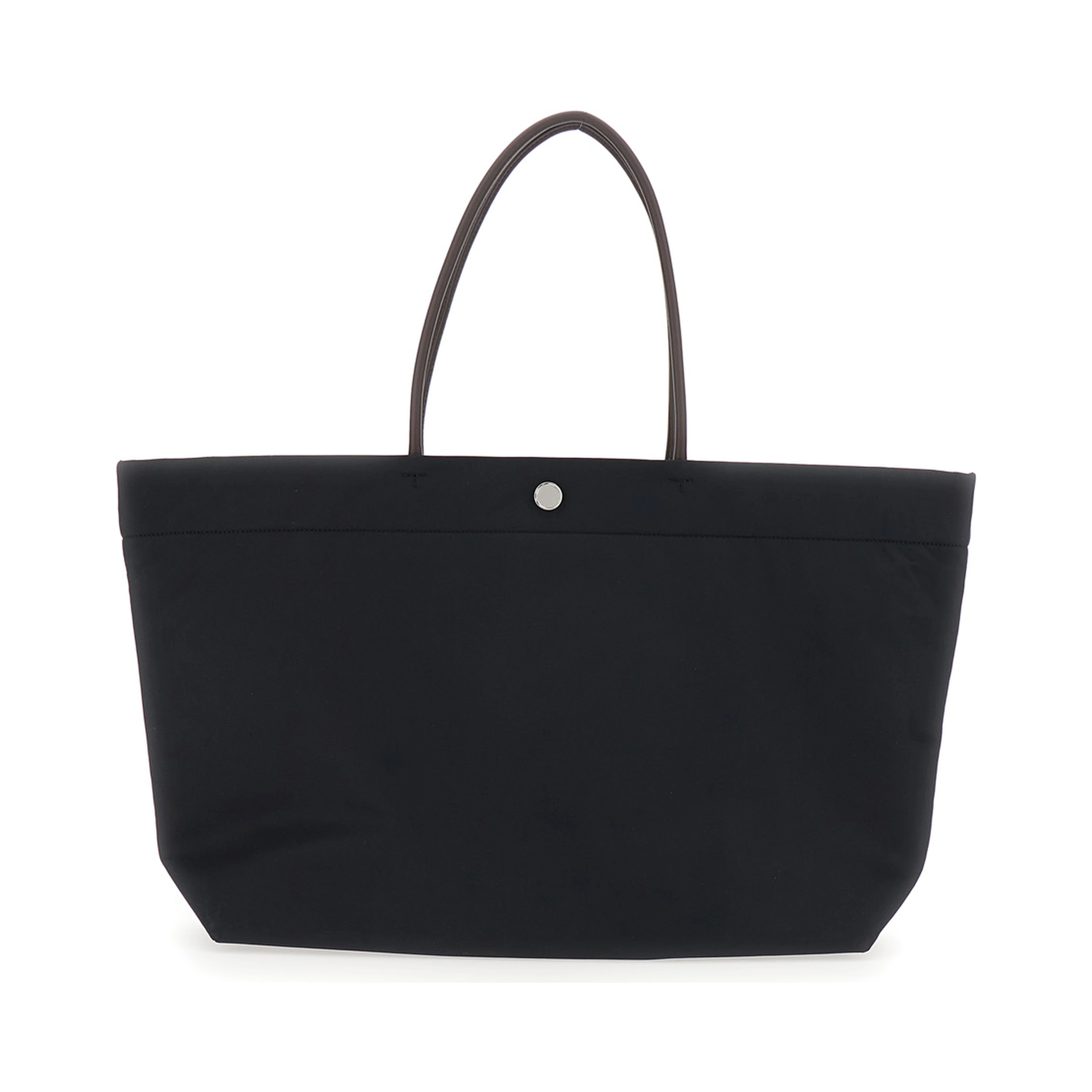 Ella Twist Tote Bag with Two Top Handles and Logo on Front in Black Ecoleather for Women