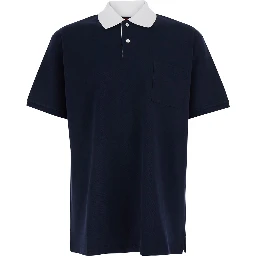 Blue T-Shirt PIQUET + WEB with Round Neck and Short Sleeves for Men