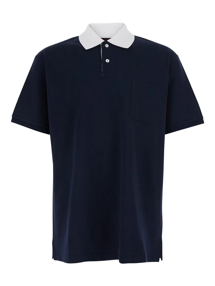 Blue T-Shirt PIQUET + WEB with Round Neck and Short Sleeves for Men