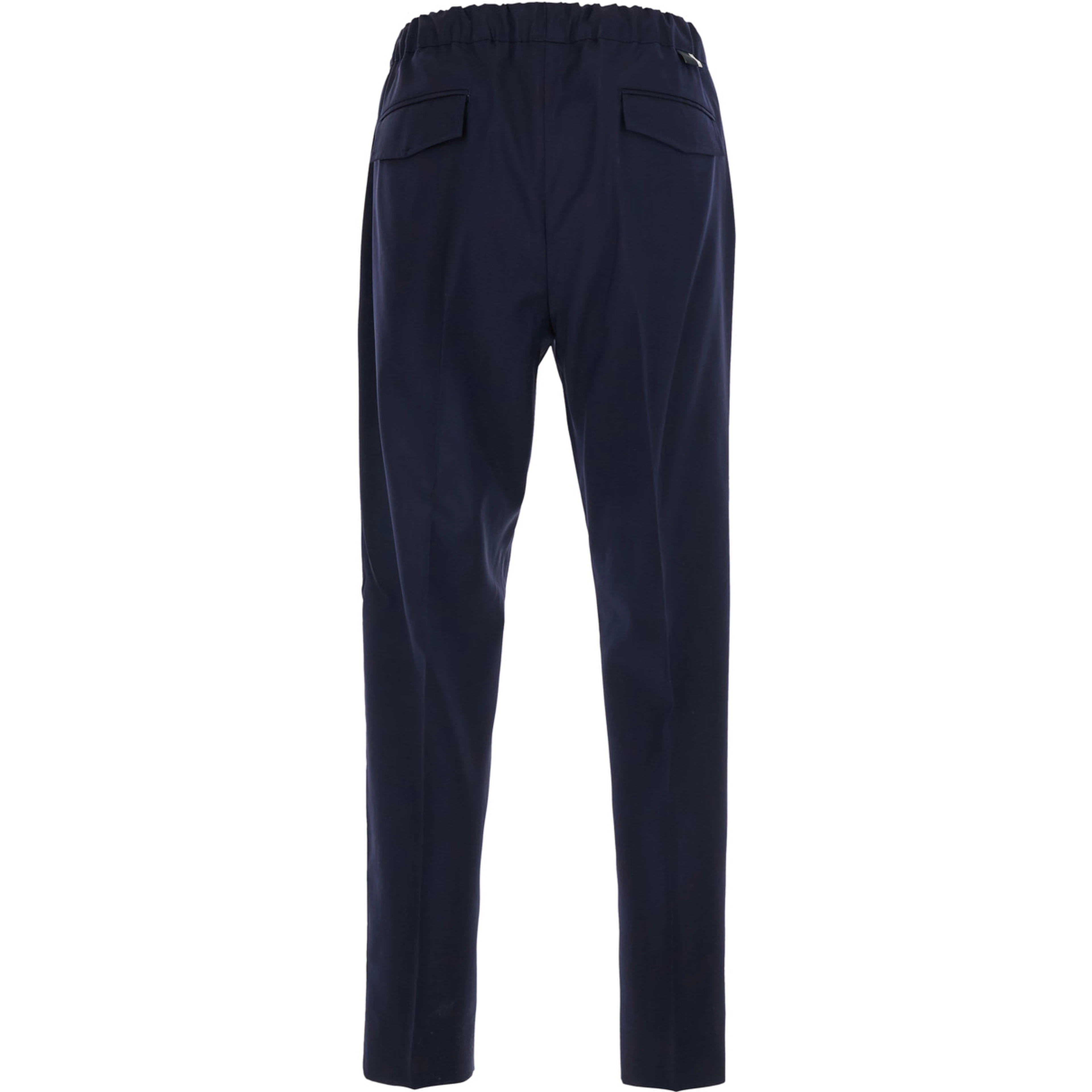 Blue Pants with Side Pockets and Elastic Waist in Wool Blend for Men