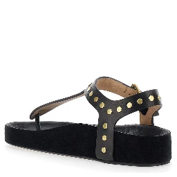 Enore Black Sandals with Stud Details in Leather Woman