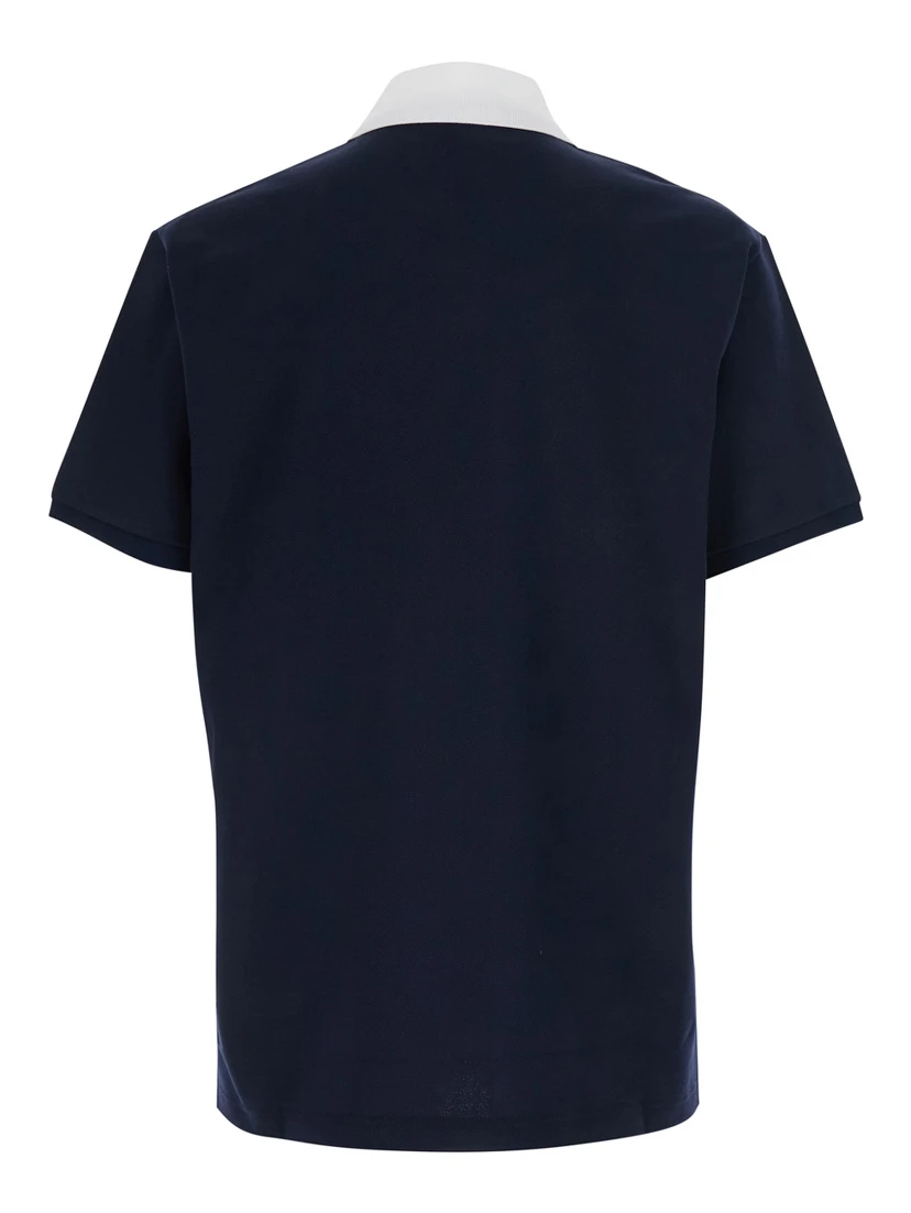 Blue T-Shirt PIQUET + WEB with Round Neck and Short Sleeves for Men