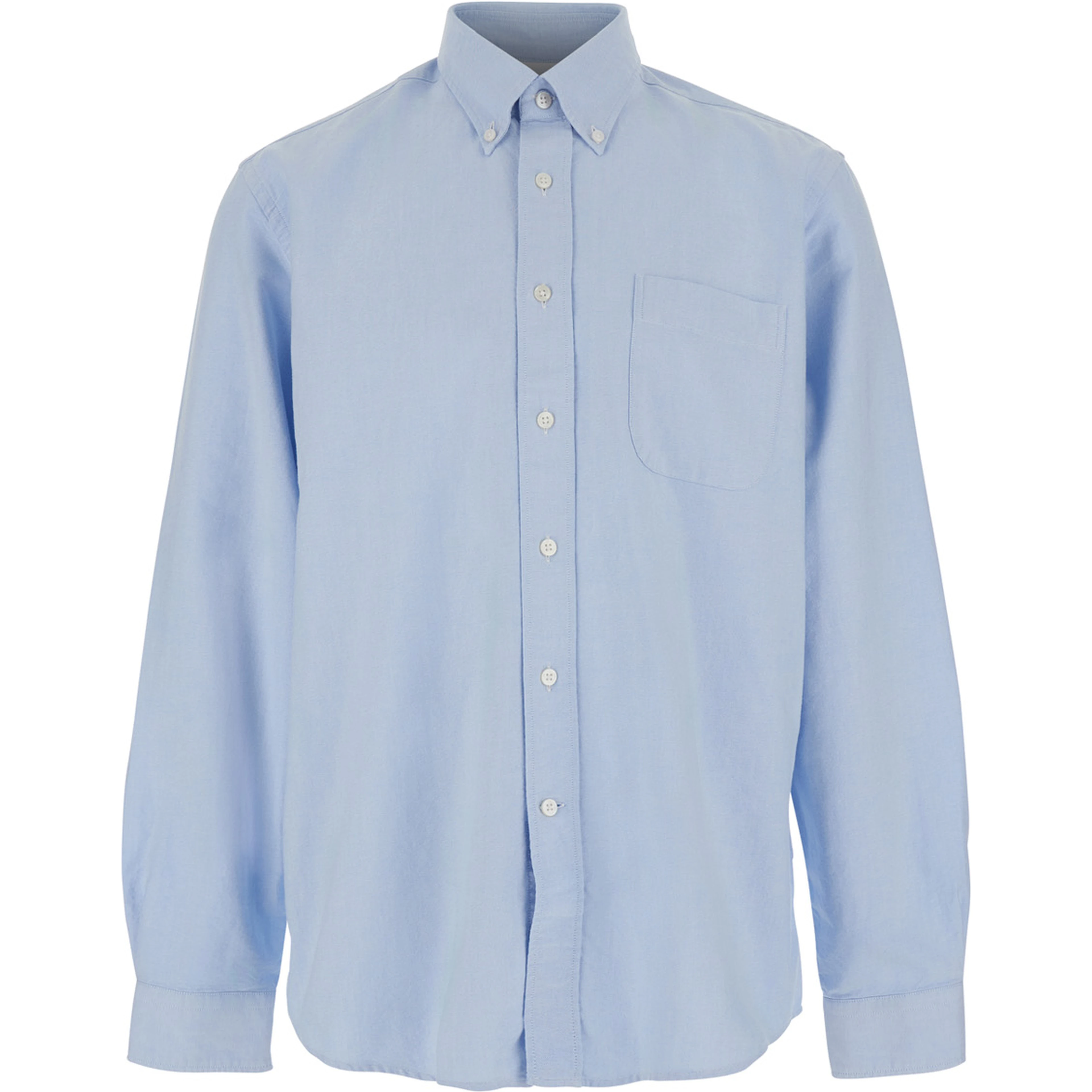 Mens Light Blue Oxford Button Down Shirt with Classic Collar and Long Sleeves in Cotton