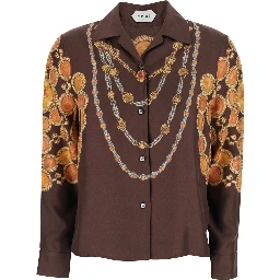 Shirt PRINTED SHIRT LOOK 62 Brown with Printed Silk Motif for Women