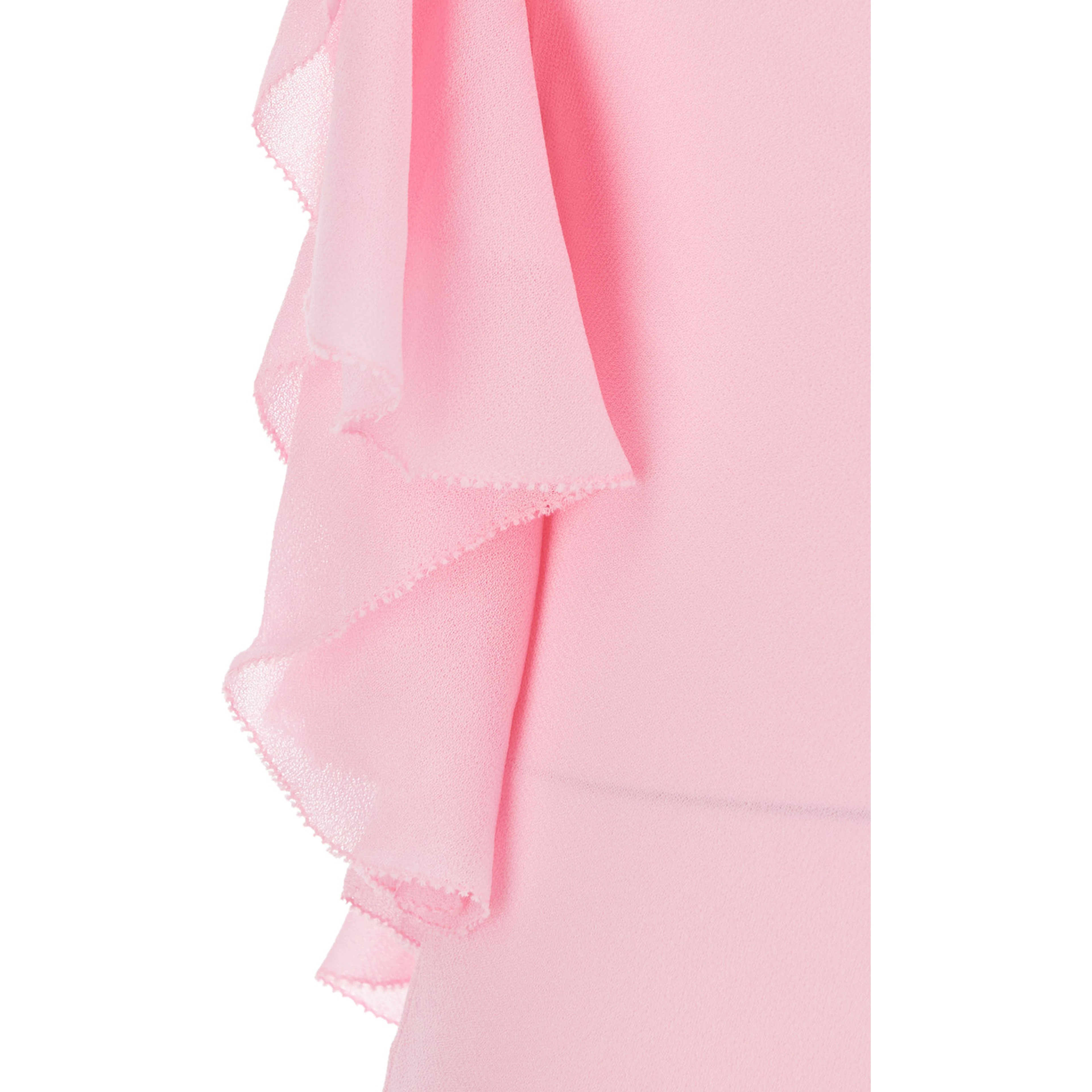 Pink Long Dress with Ruffles in Georgette for Women