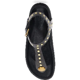 Enore Black Sandals with Stud Details in Leather Woman