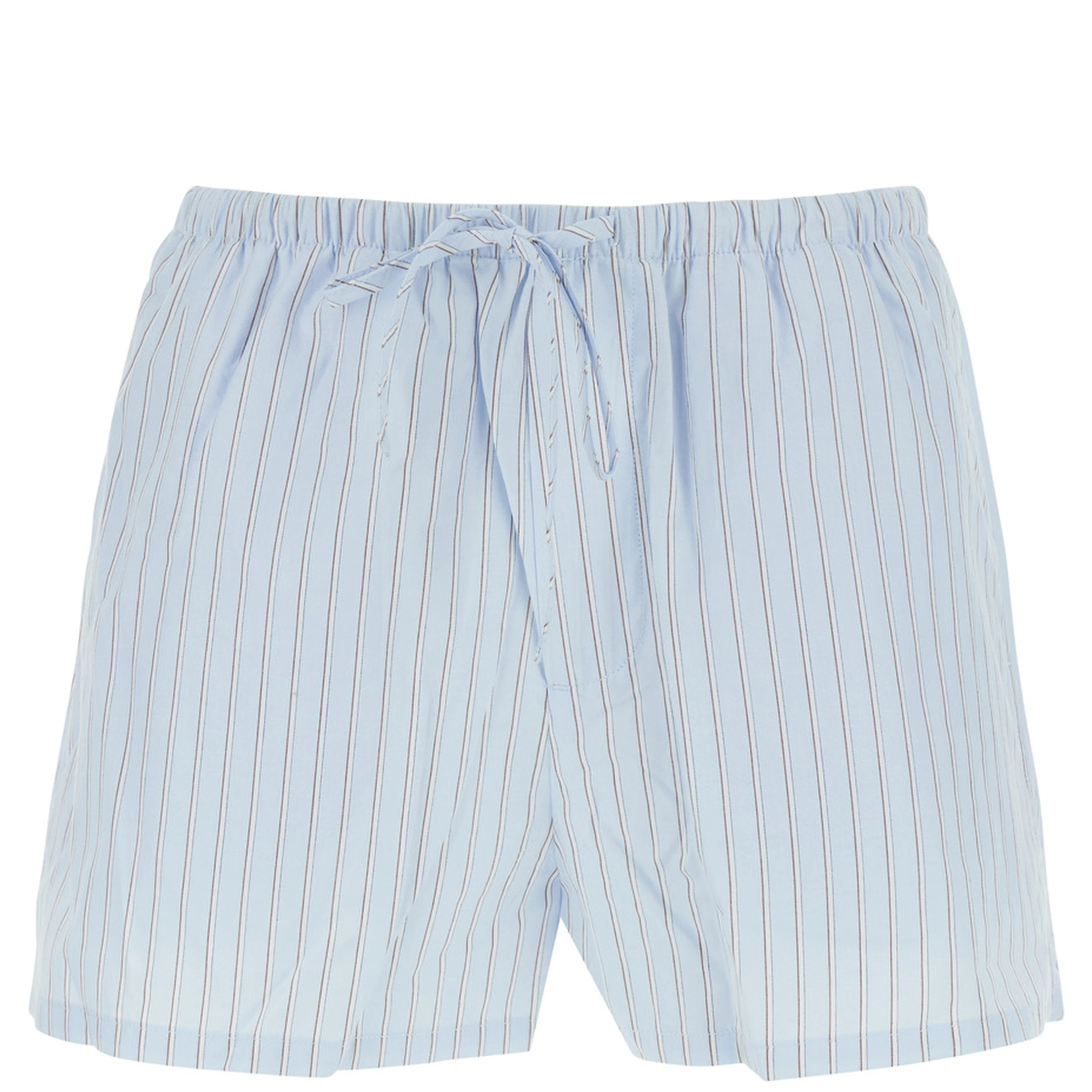 Light blue Shorts with elasticated waist and drawstring and all-over striped print in for women