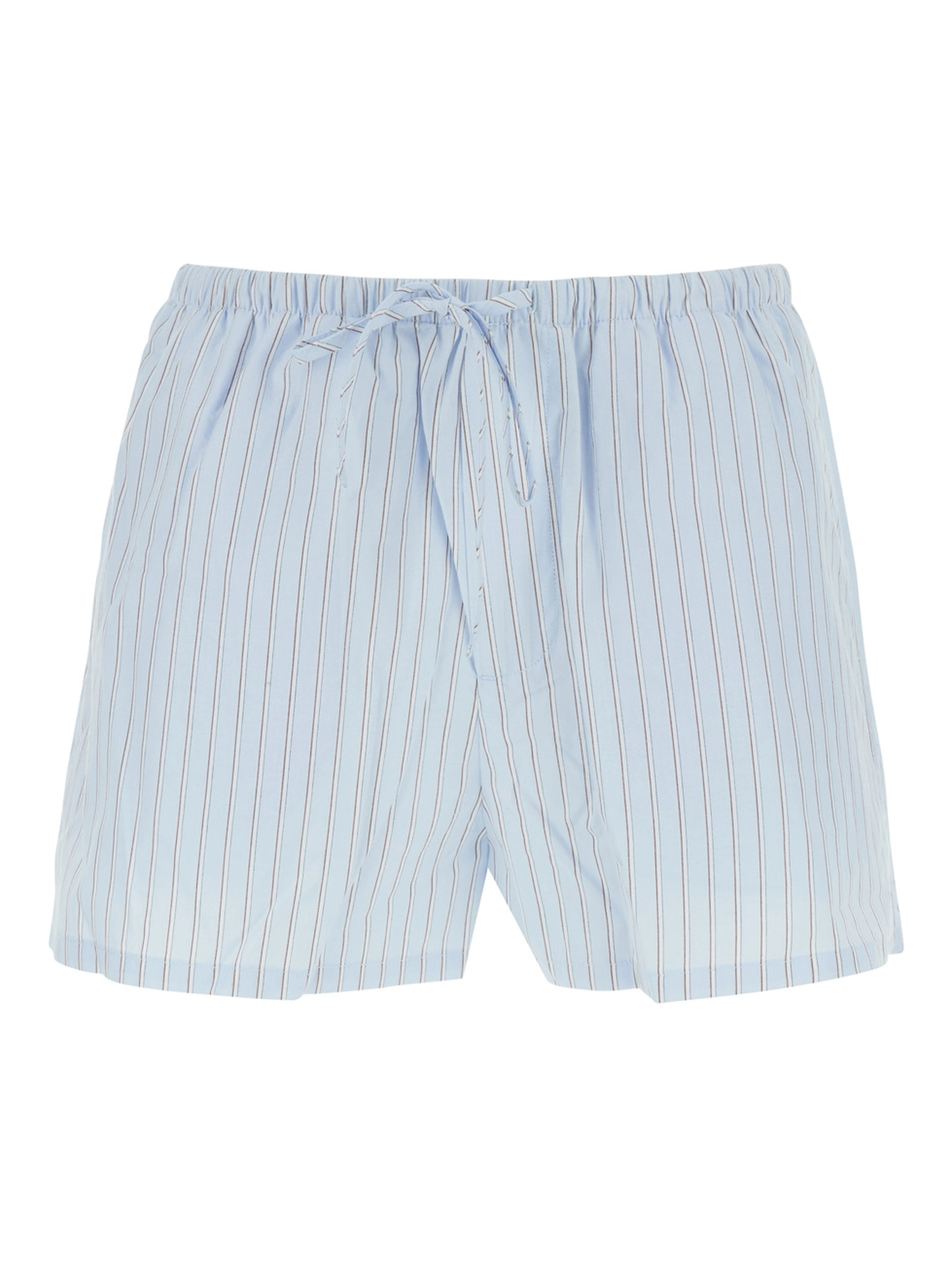 Light blue Shorts with elasticated waist and drawstring and all-over striped print in for women