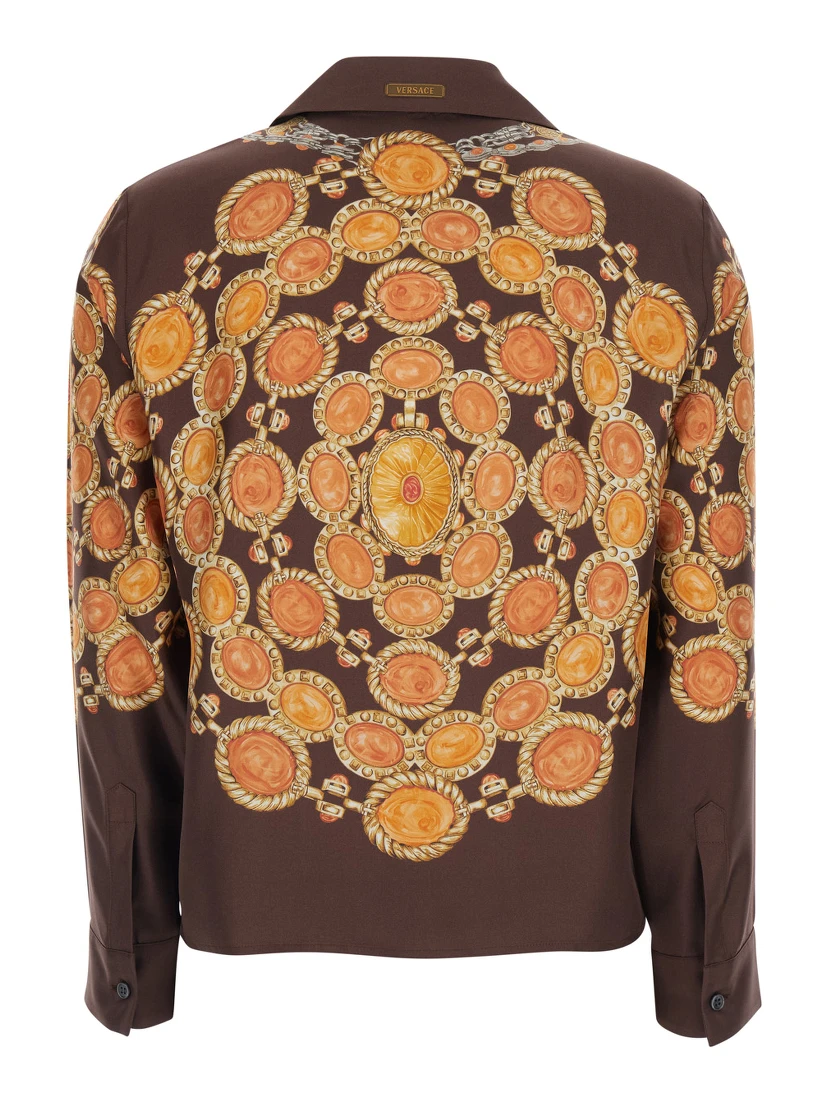 Shirt PRINTED SHIRT LOOK 62 Brown with Printed Silk Motif for Women