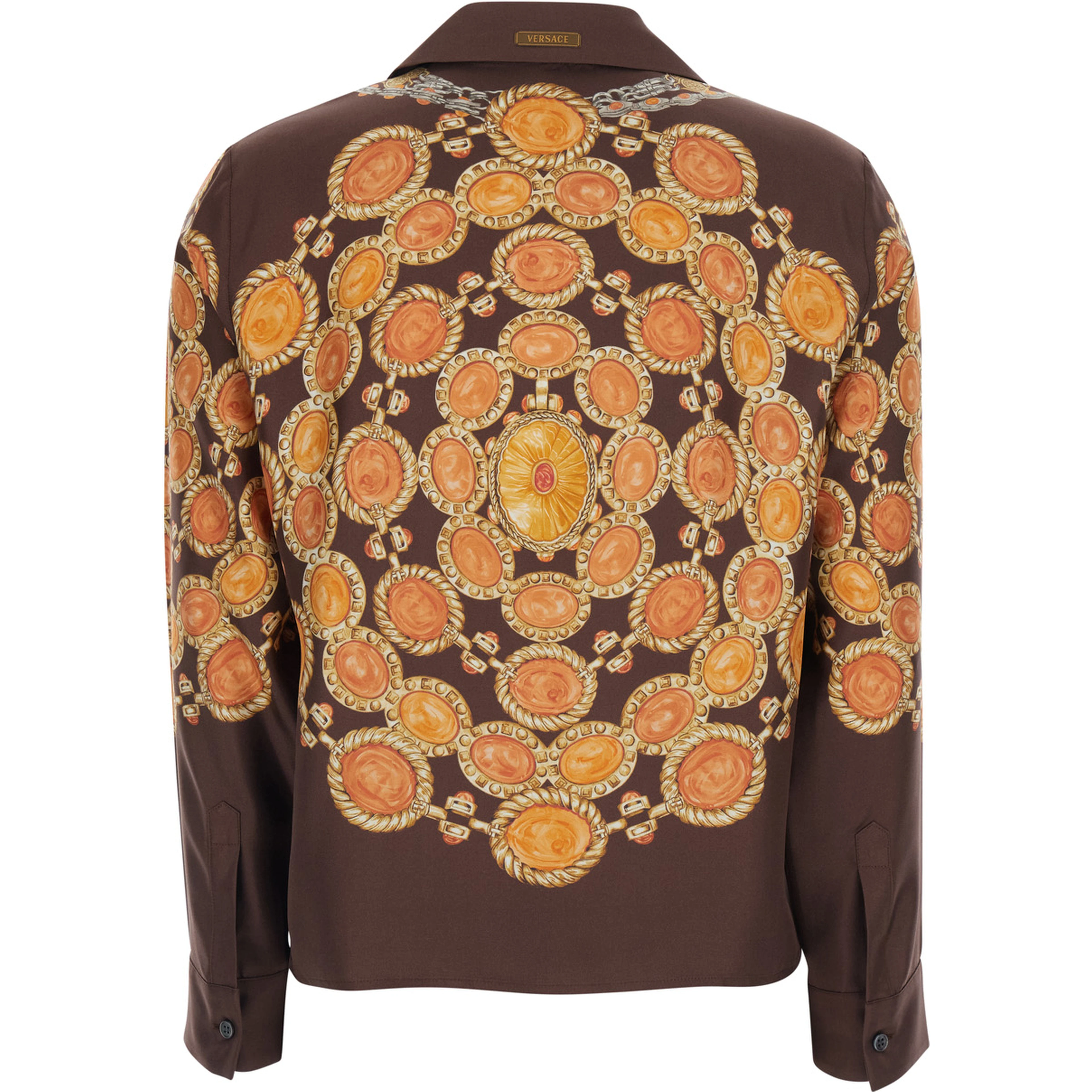 Shirt PRINTED SHIRT LOOK 62 Brown with Printed Silk Motif for Women