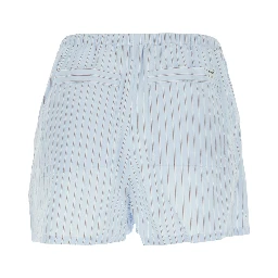 Light blue Shorts with elasticated waist and drawstring and all-over striped print in for women