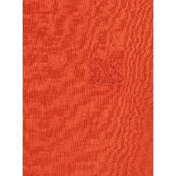Red Shirt with classic collar and tone-on-tone logo embroidery in linen for women