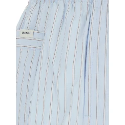 Light blue Shorts with elasticated waist and drawstring and all-over striped print in for women