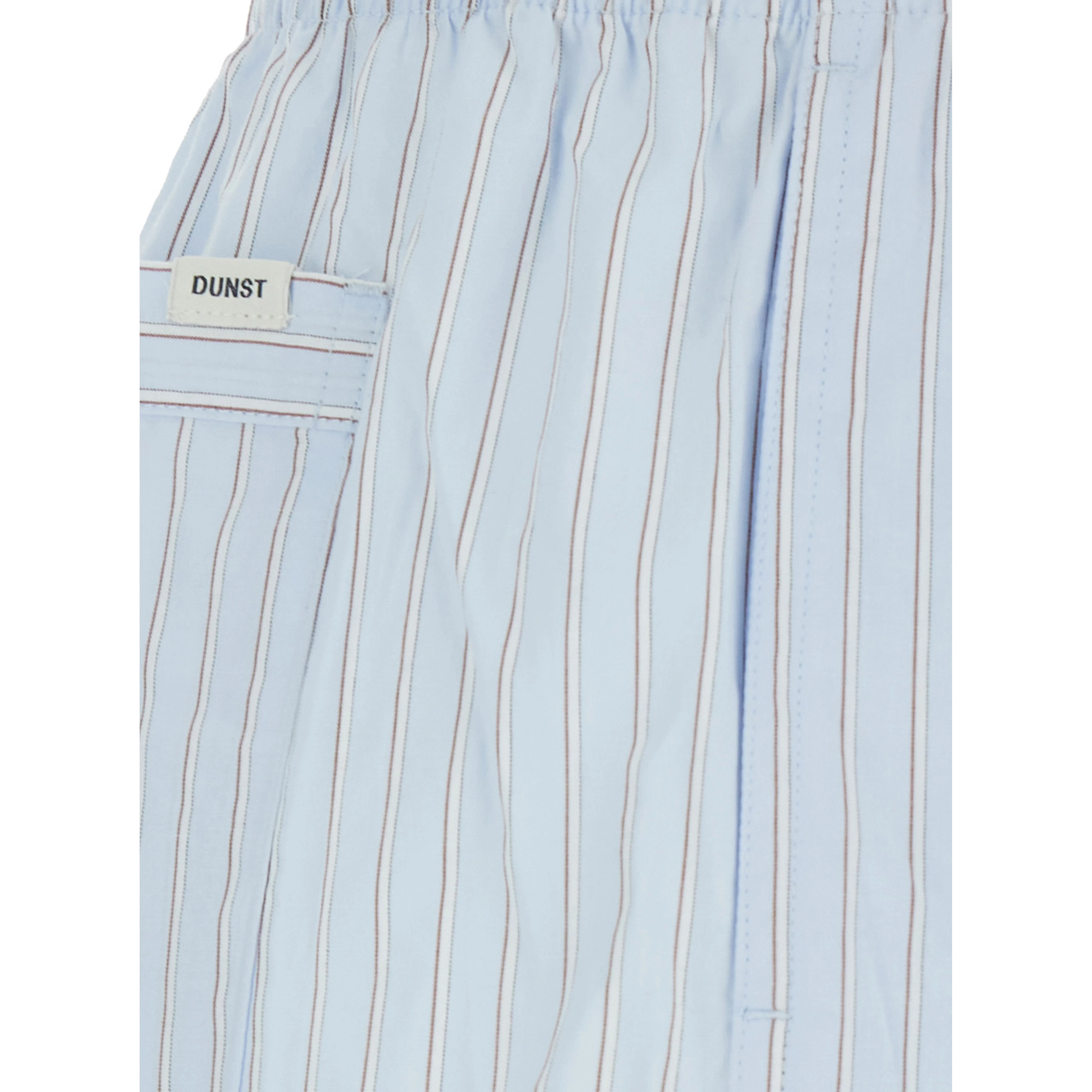 Light blue Shorts with elasticated waist and drawstring and all-over striped print in for women