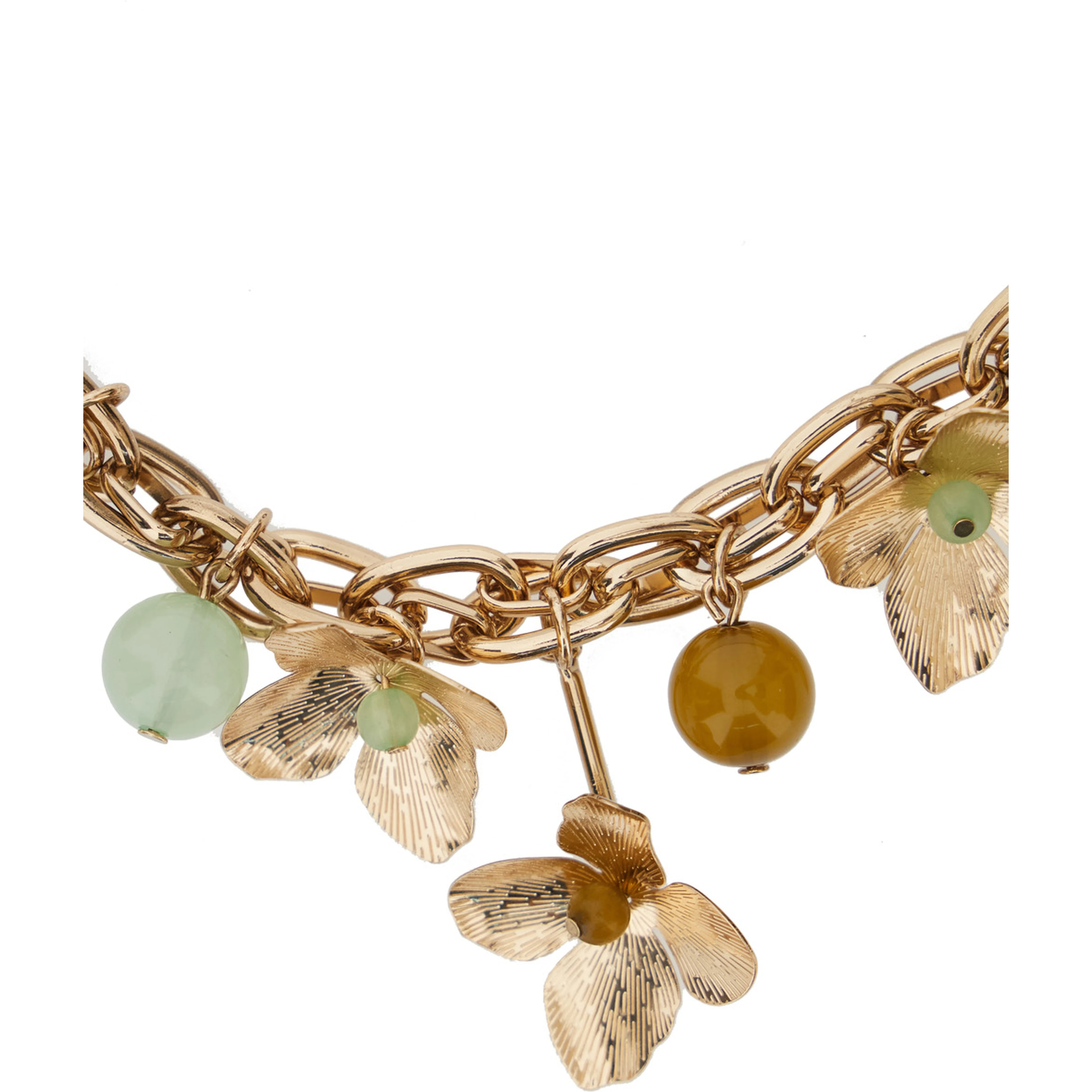Necklace FLOWER + STONE in Metallic Metal for Women
