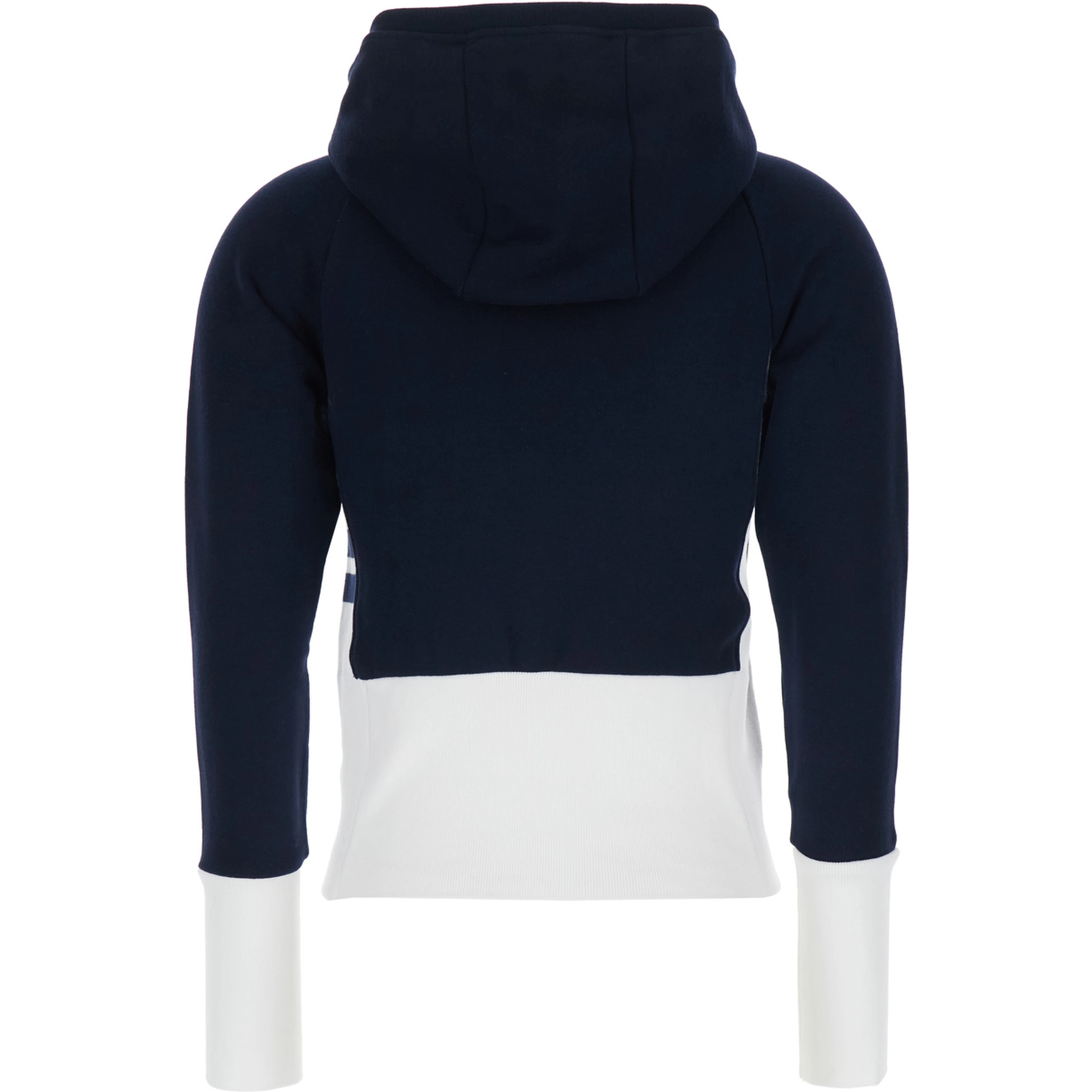 Blue and White Sweatshirt 4Bar Logo on the Side and Color Block Design in Cotton Woman
