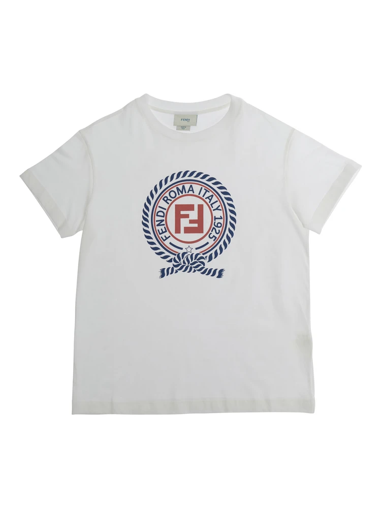 White T-Shirt - T-Shirt with Logo Print on the Front - In Cotton - Unisex