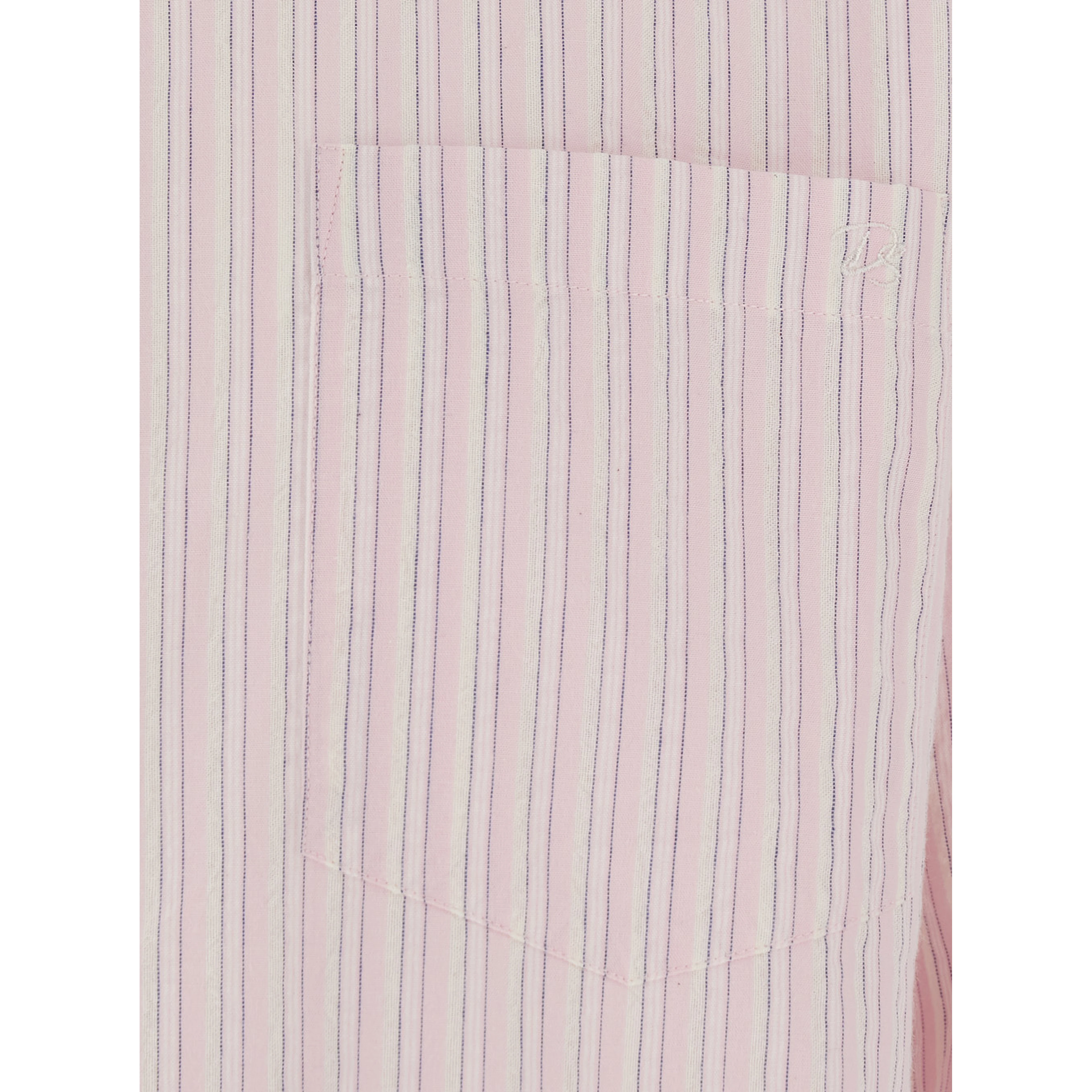 Pink Shirt with button-down collar and all-over striped motif in cotton blend for women