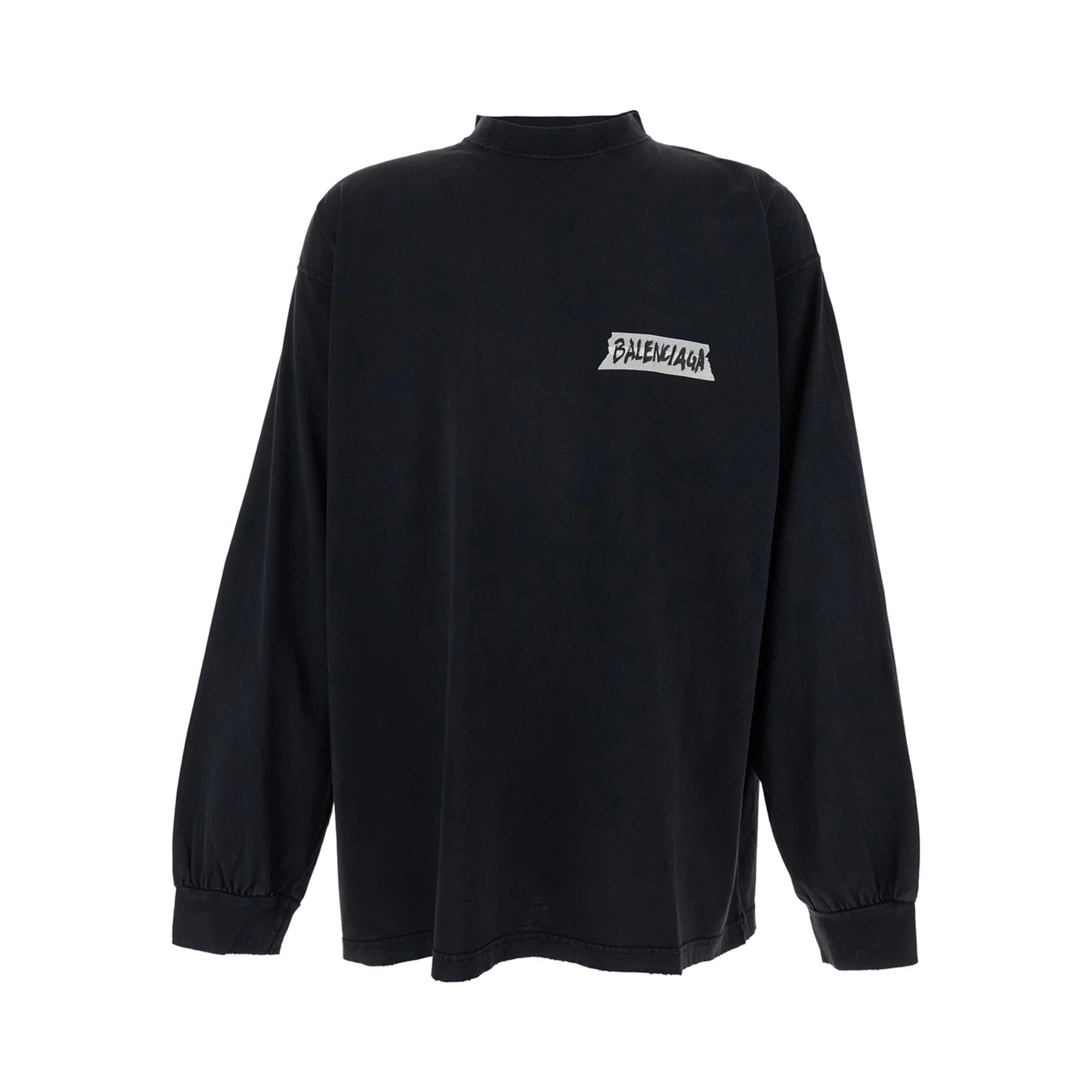 Black Cotton Sweatshirt with Logo on Front and Back for Men