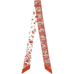 Silk Multicolor All-Over Print Scarf with Logo Lettering for Women