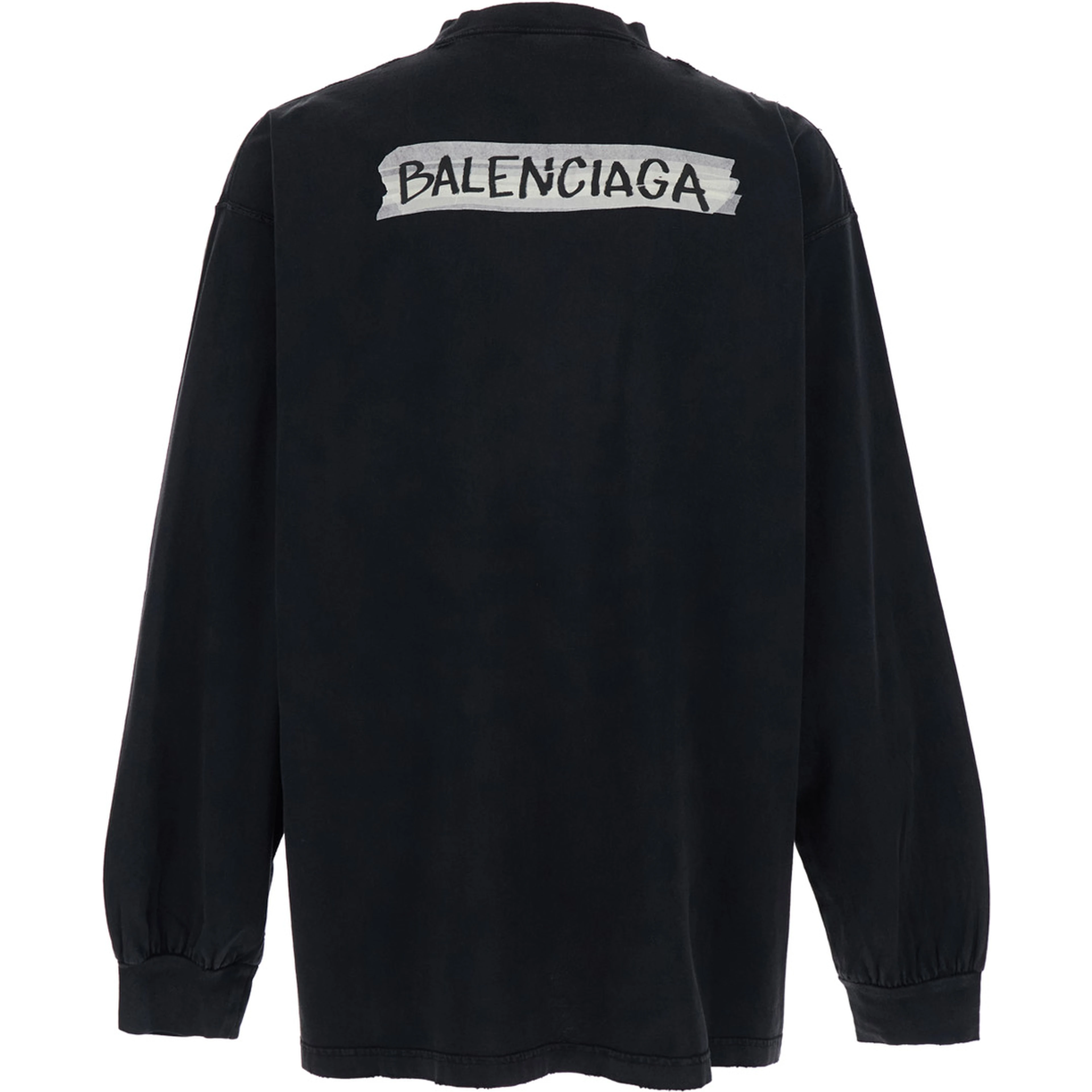 Black Cotton Sweatshirt with Logo on Front and Back for Men