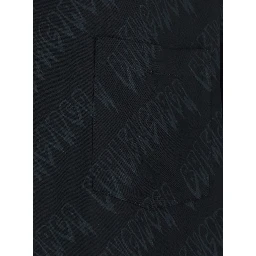 Black Shirt Creeper with classic collar and all-over logo motif in viscose for men