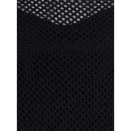 Long Black Dress with Long Sleeves and Perforated Details