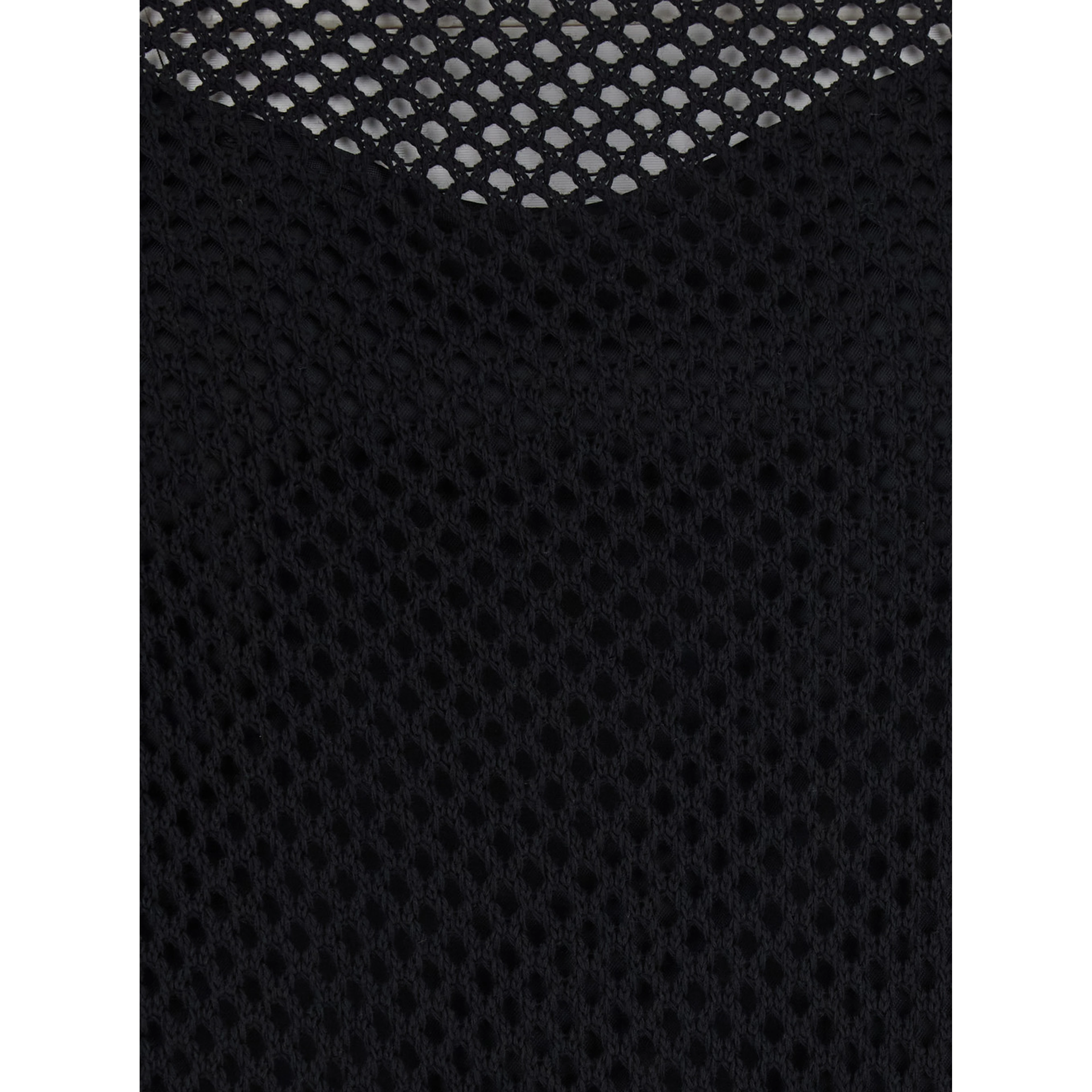 Long Black Dress with Long Sleeves and Perforated Details
